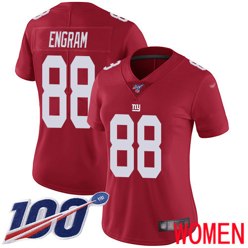 Women New York Giants #88 Evan Engram Red Limited Red Inverted Legend 100th Season Football NFL Jersey